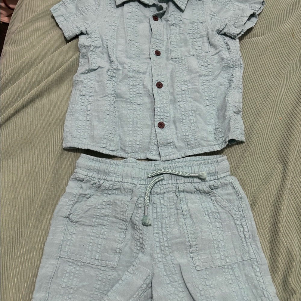 Blue Textured Two-Piece Set